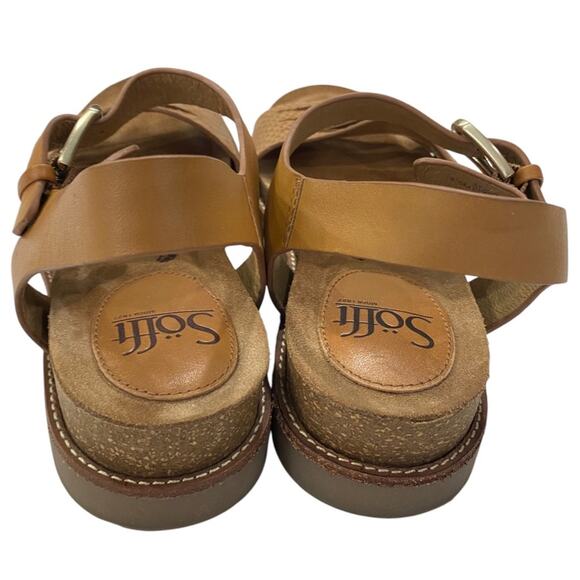 Eurosoft by Sofft Leary Wedge Sandals Size 6.5 Womens Brown Leather Open Toe - Picture 5 of 10